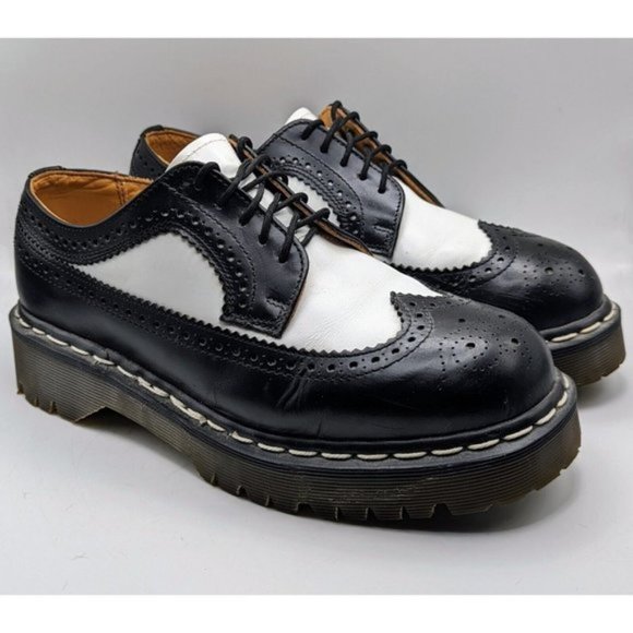 Vintage Doc Martens Brogue Black White Wingtip Oxfords England Mens 6 Women\'s 8 main image 9